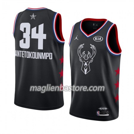 Maglia Milwaukee Bucks Giannis Antetokounmpo 34 2019 All-Star Jordan Brand Nero Swingman - Uomo